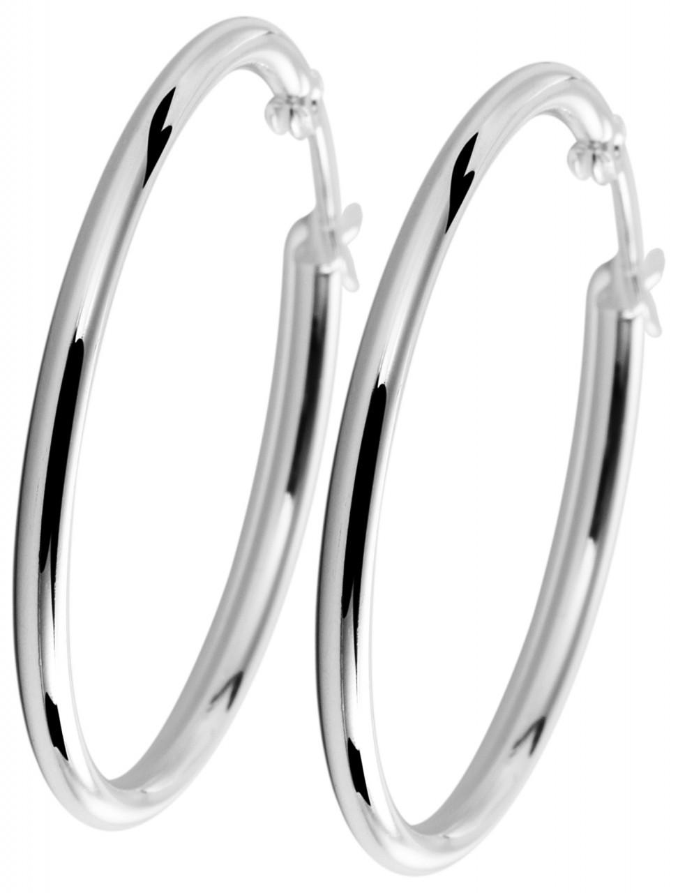 Klassiska Runda Hoop Silver Örhängen i Rostfritt Stål - 3,4 cm