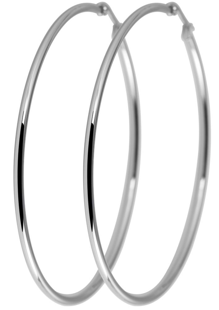 Klassiska Runda Hoop / Creoler Silver Örhängen i Rostfritt Stål - 6,4 cm
