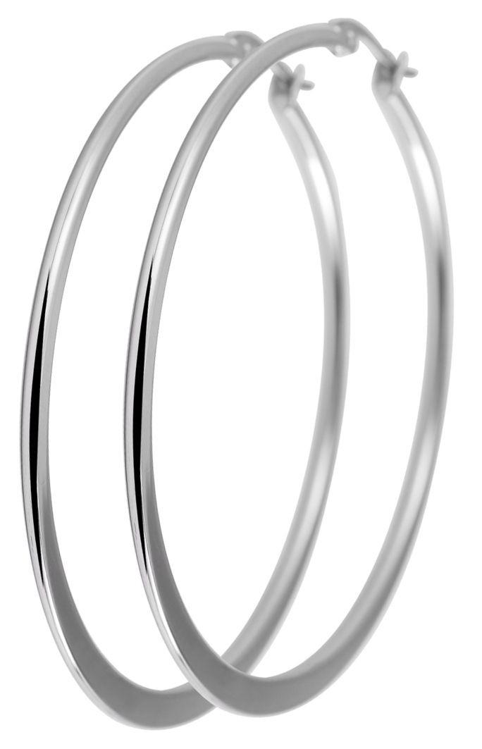 Runda Blanka Tunna Hoop / Creoler Silver Örhängen i Rostfritt Stål - 5,4 cm