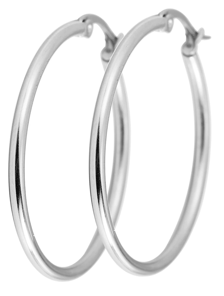 Klassiska Runda Hoop / Creoler Silver Örhängen i Rostfritt Stål - 3,4 cm