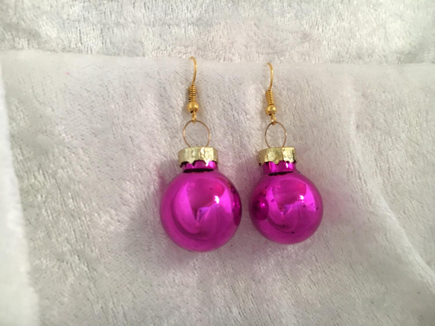Guld Örhängen till Jul / Christmas - Cerise Blanka Julkulor