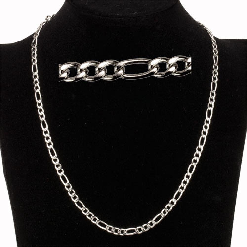 Silver Halsband i Rostfritt Stål - Figaro Kedja / Länk - 4,5 mm
