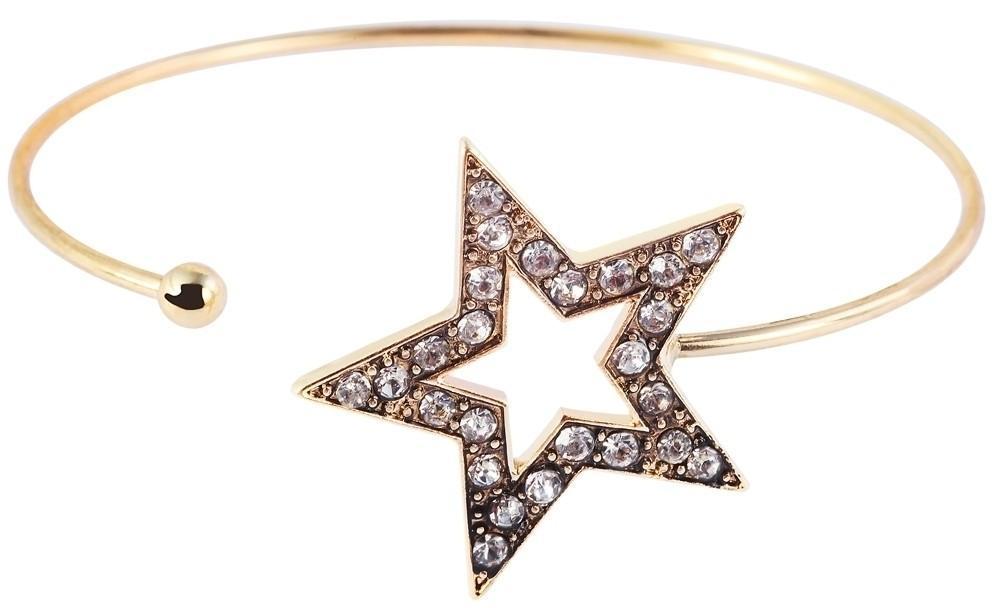 Stelt Guld Armband/Bangle - Stjärna med Rhinestones - Justerbart