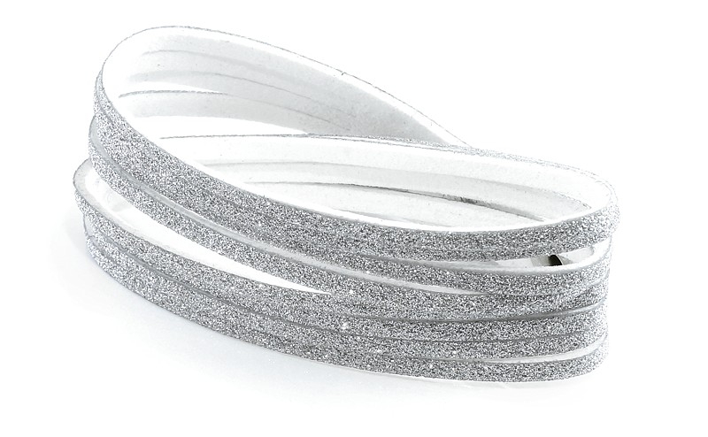 Glittrande Mocka Wrap Armband/Halsband med Silver Glitter
