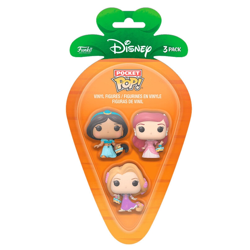 Carrot Pocket POP blister 3 figures Disney Princess Rapunzel Ariel Jasmin easter