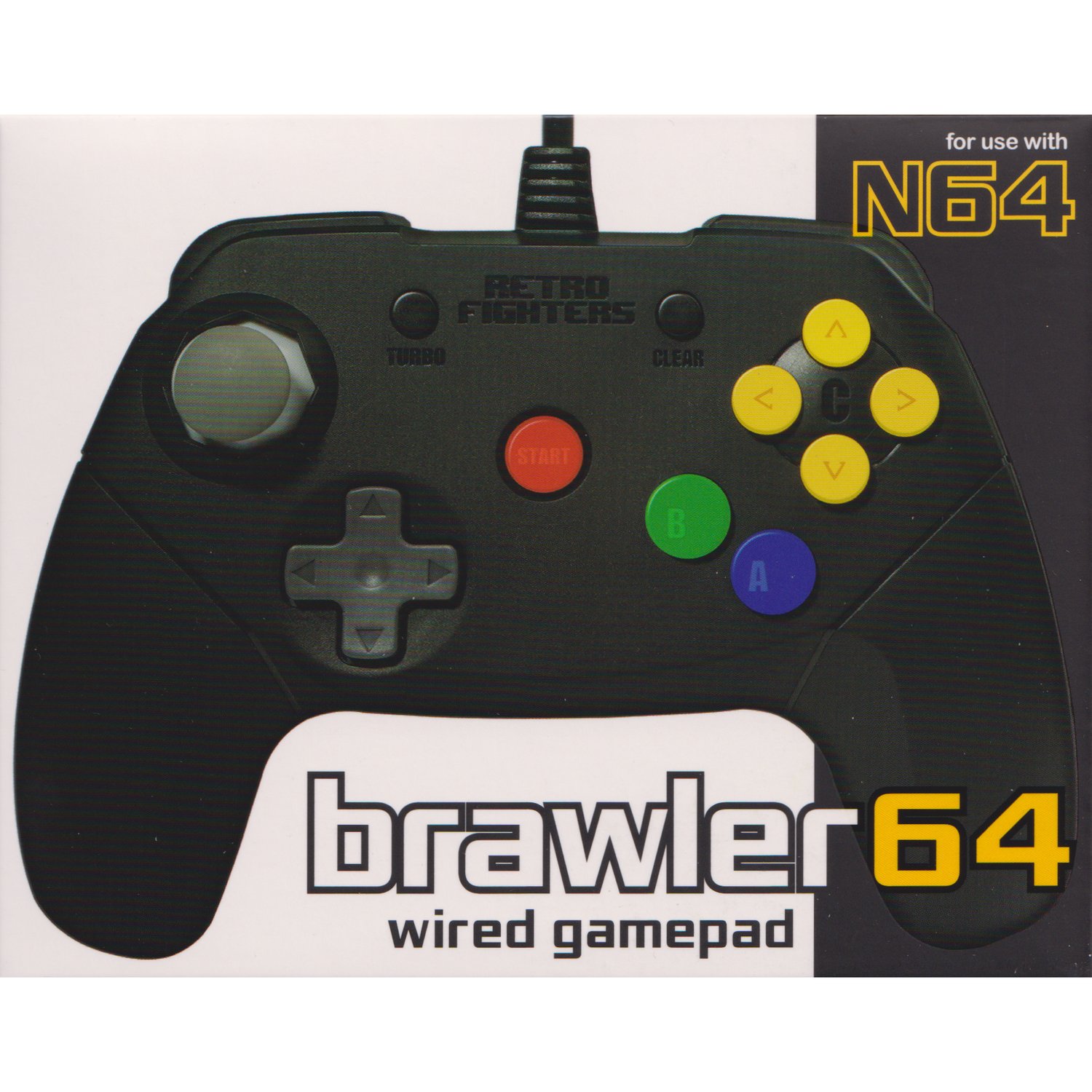 RetroFighters RF Brawler64 Wired Controller Black Nintendo 64