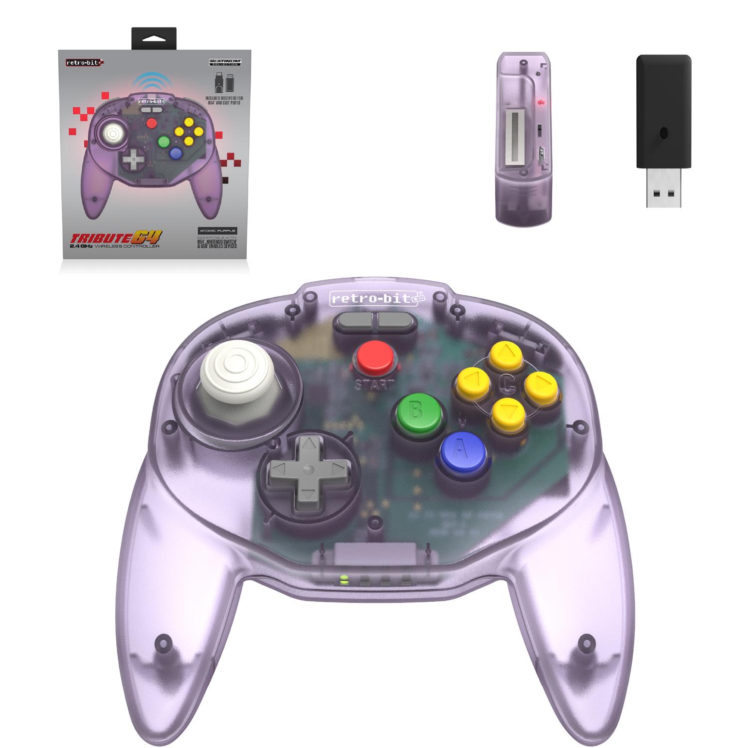 Retro-Bit Tribute 64 Wireless Controller V2 Atomic Purple