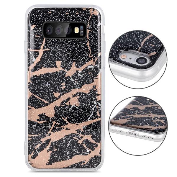 Galaxy S10e - Trendy Marmur Skal - Svartguld