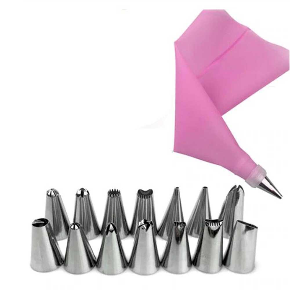 Vit/Grön Spritspåse I Silikon + 14 St Tyllar Och Koppling