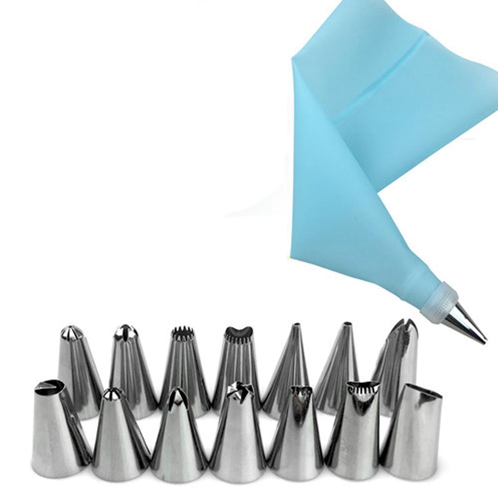 Vit/Grön Spritspåse I Silikon + 14 St Tyllar Och Koppling