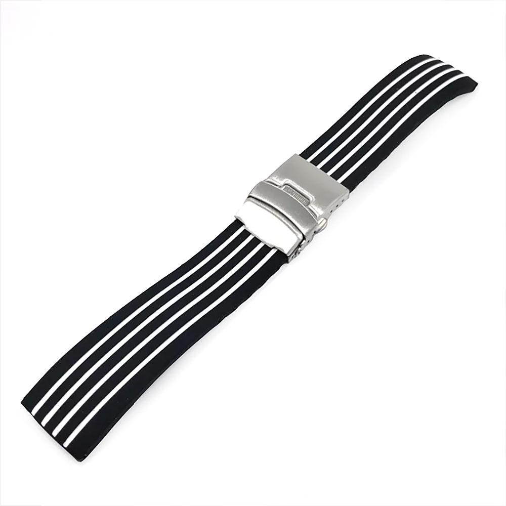 Klockarmband Ränder Silikon m metallspänne 20 mm - Välj färg