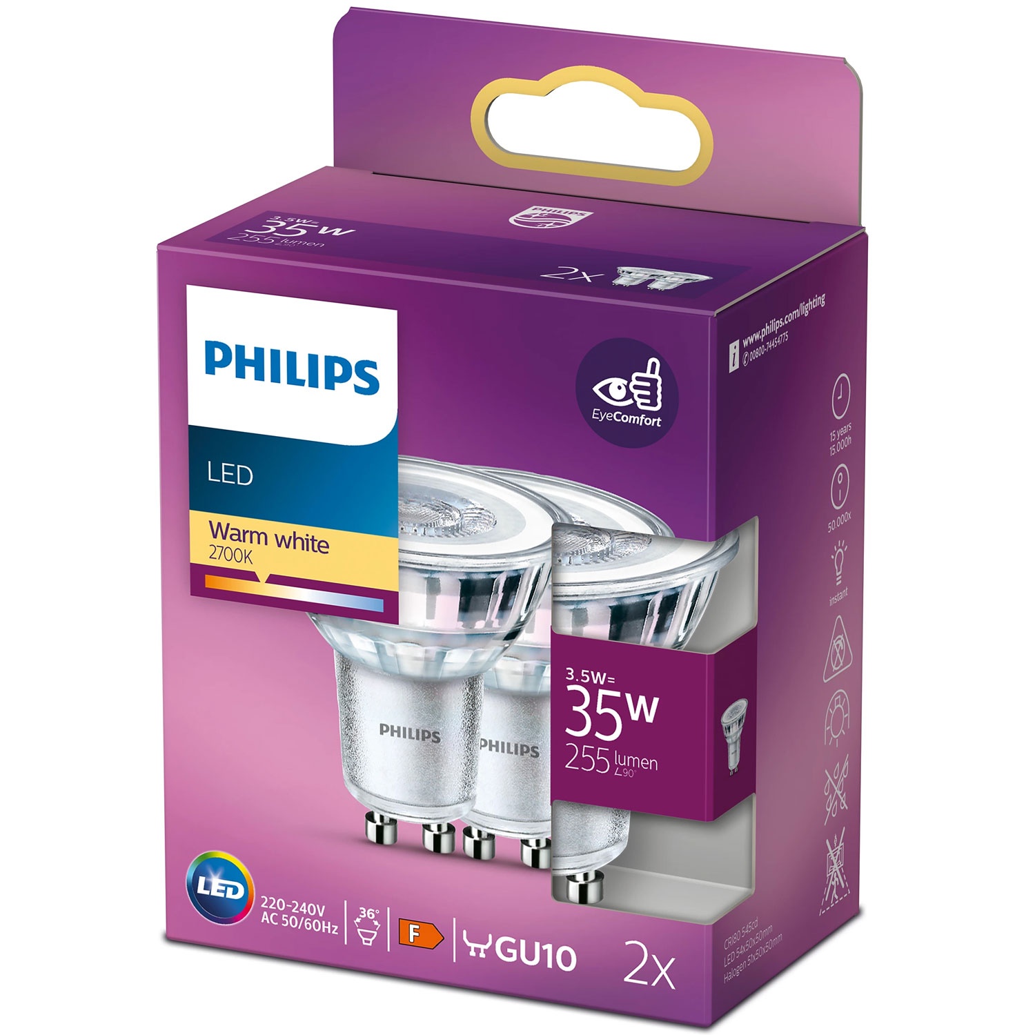 2-pack LED GU10 Spot 35W 255lm