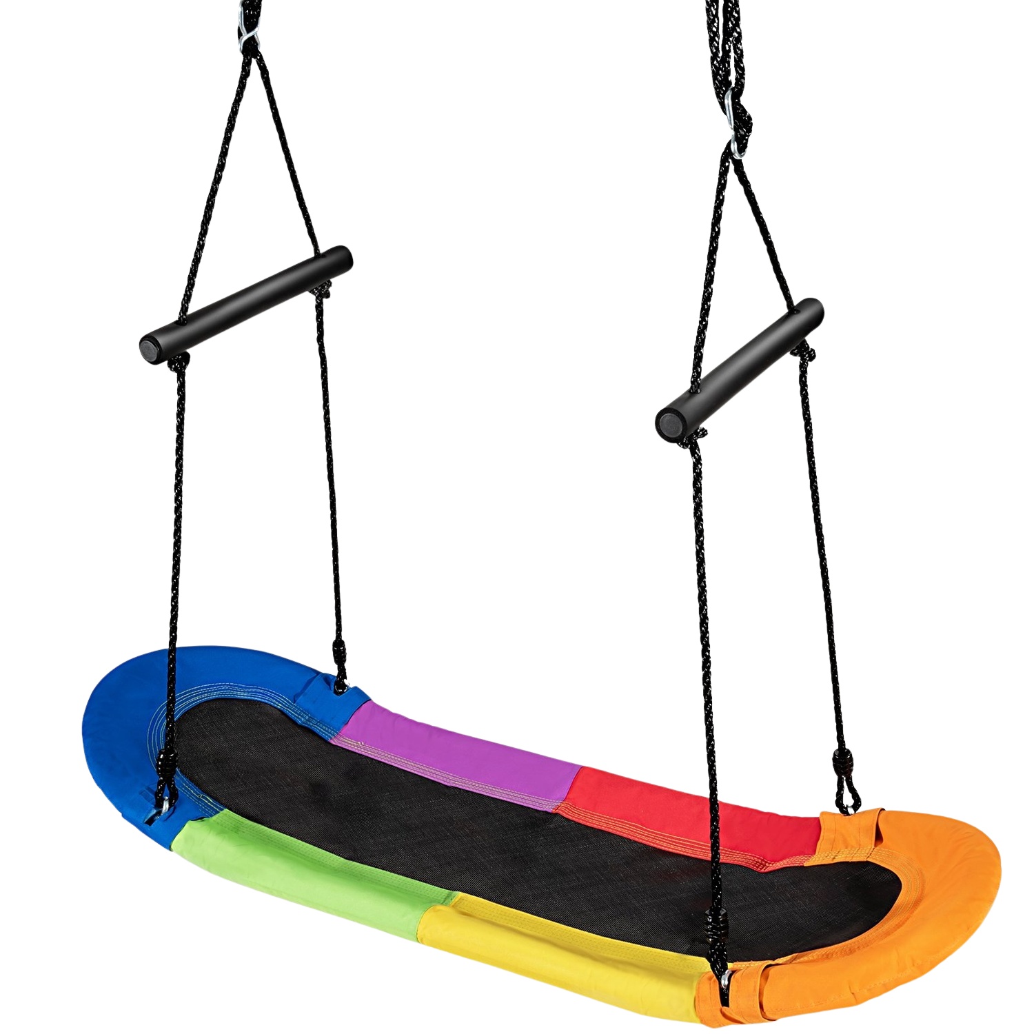 Bogunga barnträdsgunga med 100-160cm justerbar rephängande gunga färgglad 123 x 45cm