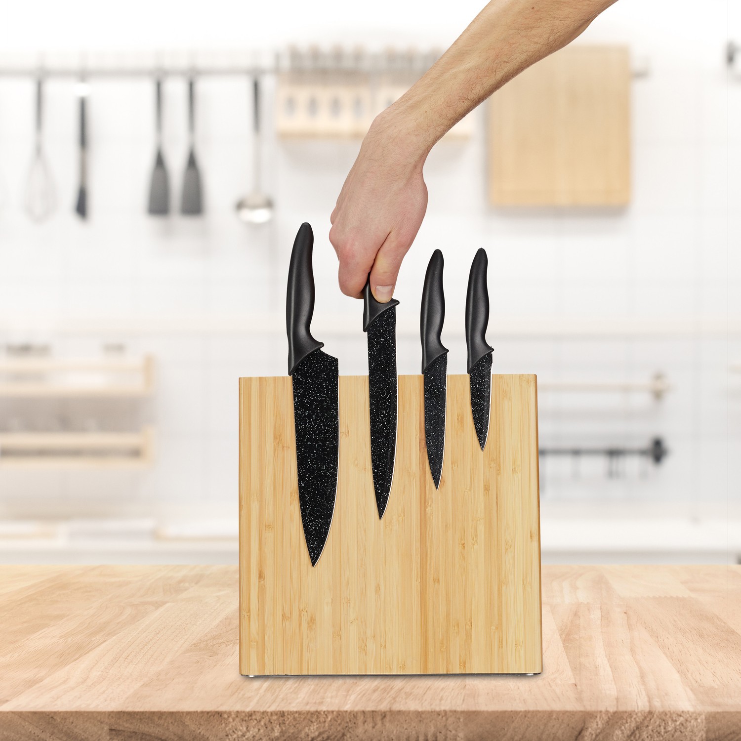 Magnetisk bambu knivblock – platsbesparande köksförvaring | CDON