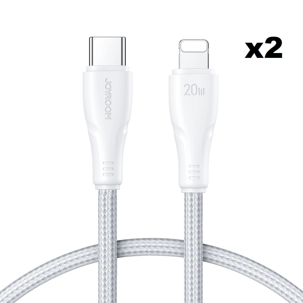Joyroom USB Till Lightning Kabel 1m - Vit (2-pack)