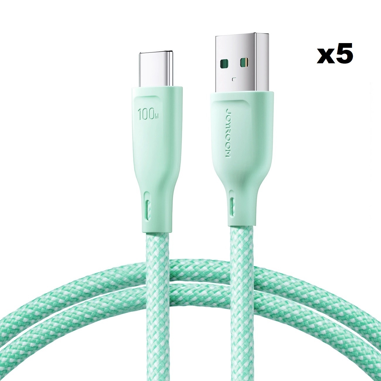Joyroom USB Till USB C Kabel 1m - Mintgrön (5-pack)