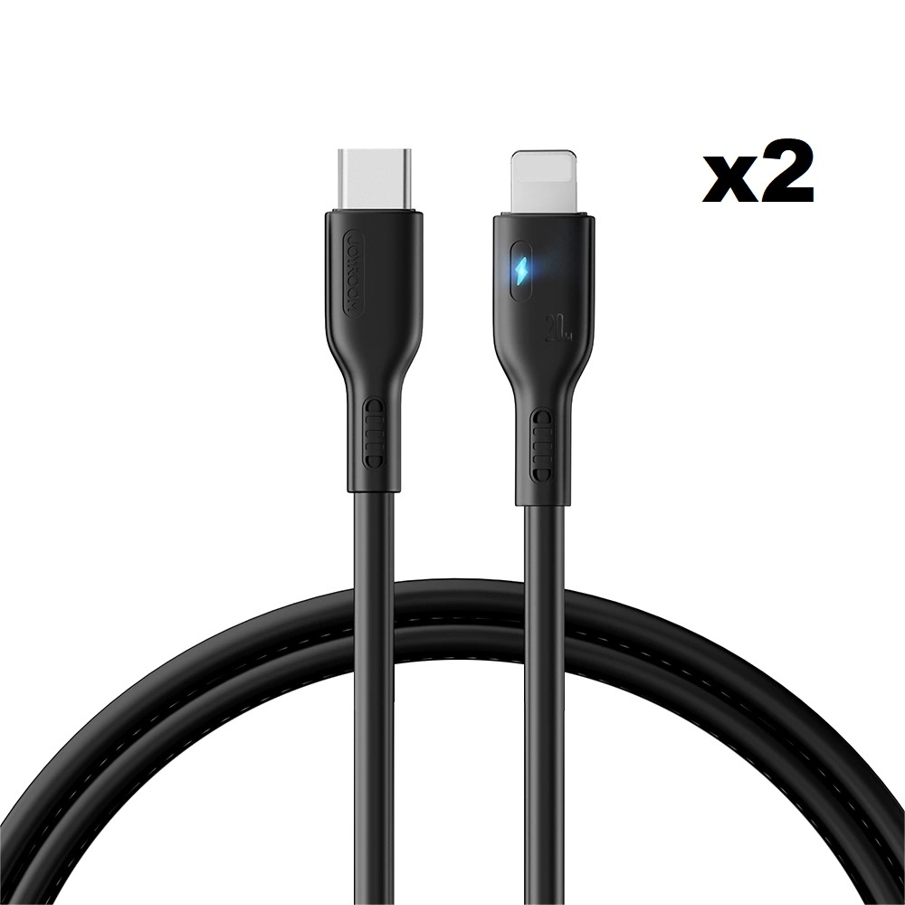 Joyroom USB C Till Lightning Kabel 1.2m - Svart (2-pack)