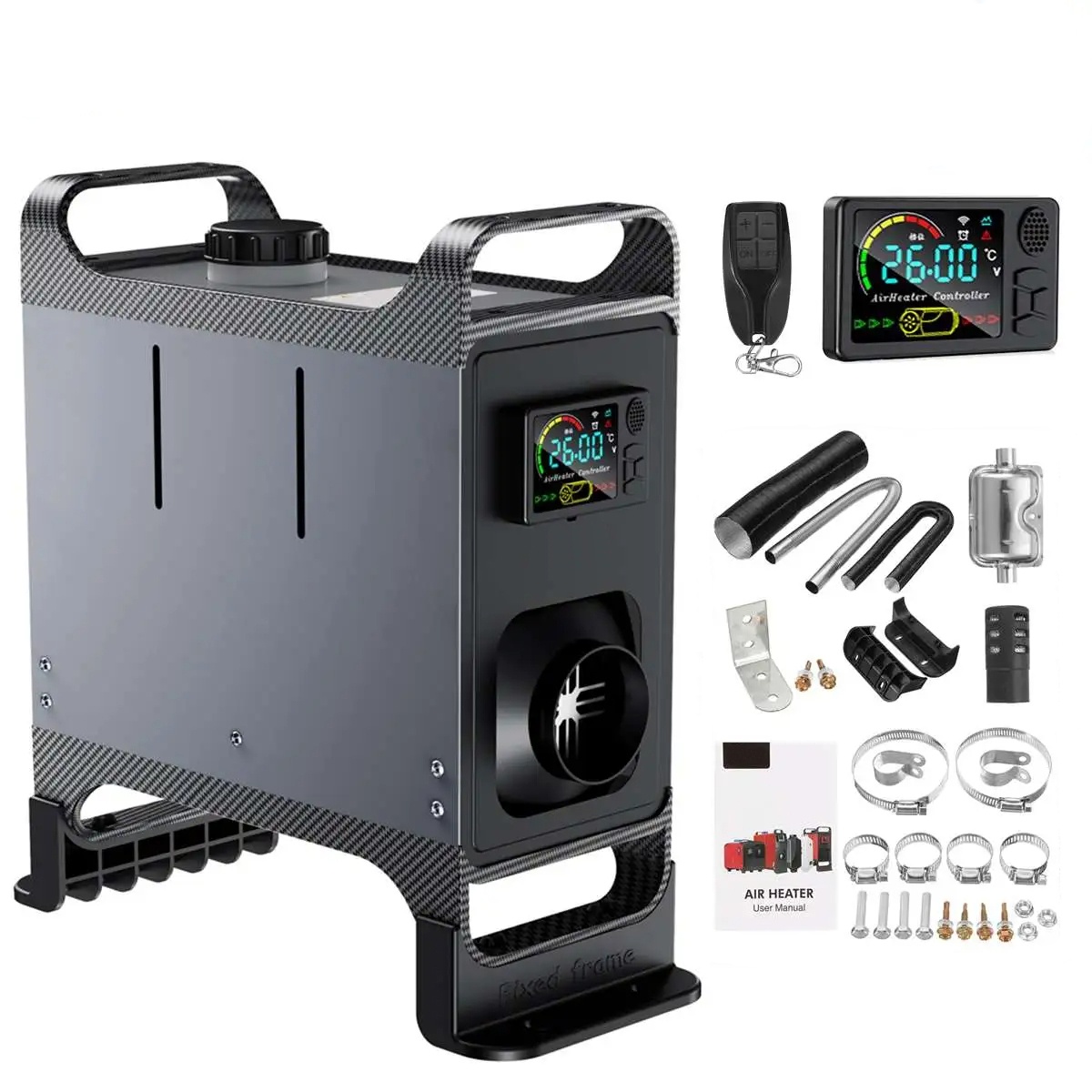 12V/24V 5-8kW justerbar dieselluftvärmare med tillbehör, Bluetooth APP-kontroll