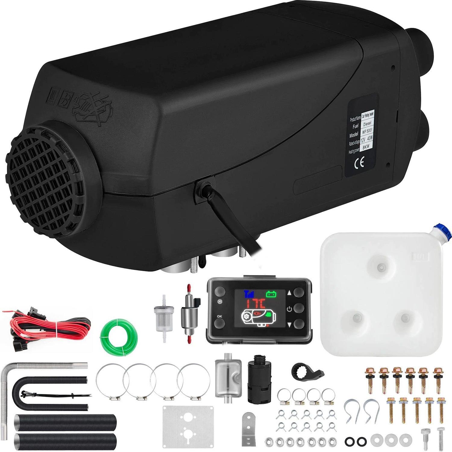 12V 8KW dieselluftvärmare,4 luftuttag,energibesparande,lågt brus,LCD-kontroller