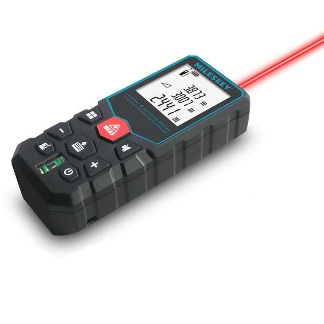 100m handhållen mini laseravståndsmätare med horisontell bubbla, stor smart bakgrundsbelyst skärm, 20 set datalagring