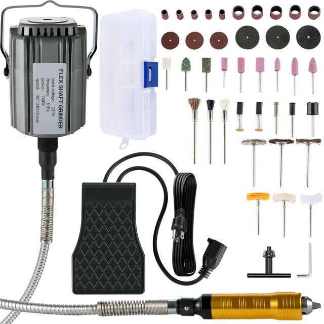 780W 500-23000RPM hängande flexibel axel slipmaskin med kompletta tillbehör, högprecisions 3-käftchuck, steglös hastighetsfotpedal