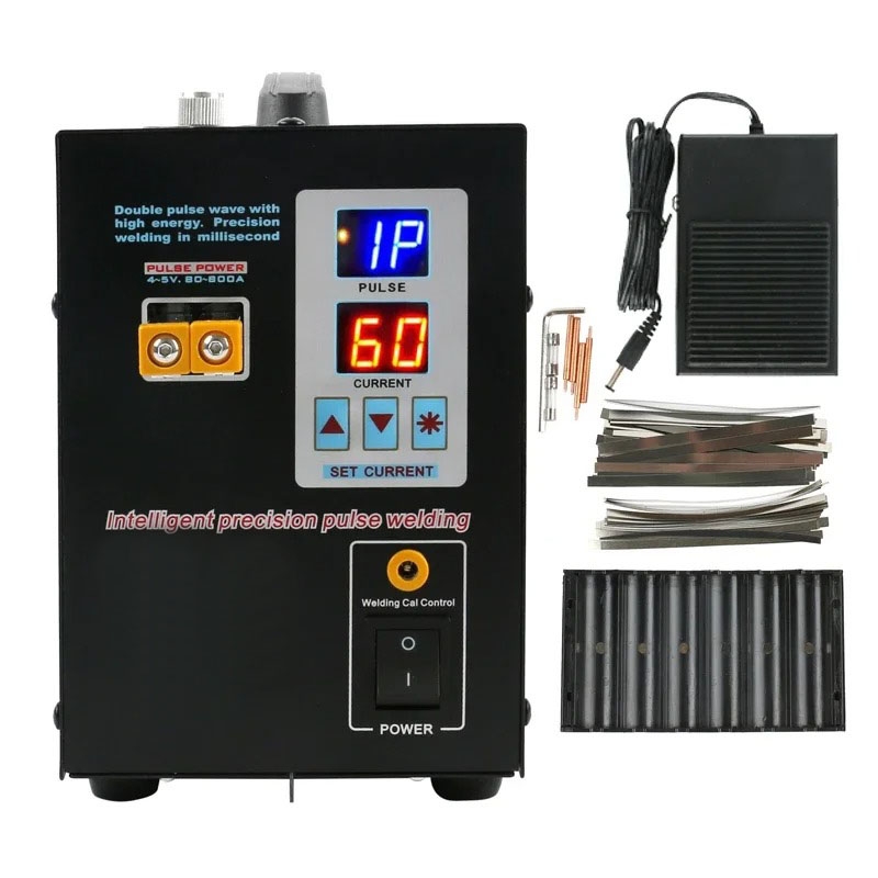 1,5kW batteripunktsvetsmaskin med LED-belysning, dubbel digital display, dubbelpuls, bra värmeavledning, kompletta tillbehör
