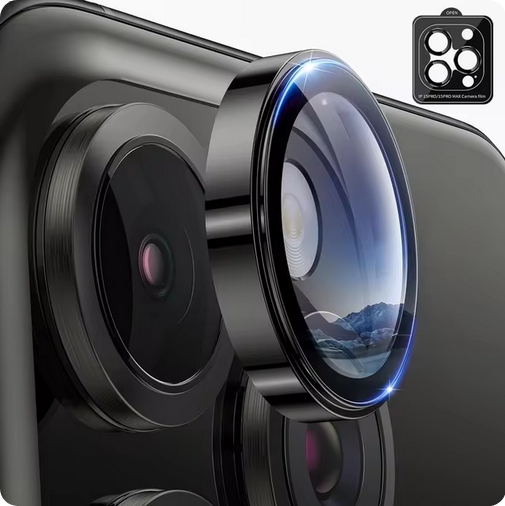 2-Pack iPhone 16 Pro Kameralinsskydd Härdat glas -Svart titan