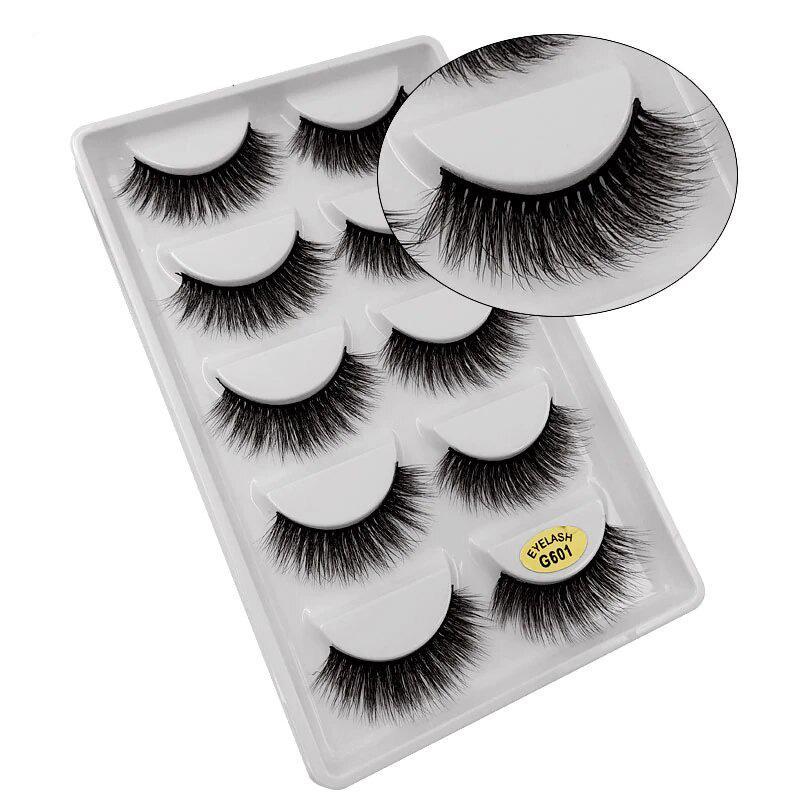 5-par lösögonfransar - 3D faux mink (G-601)