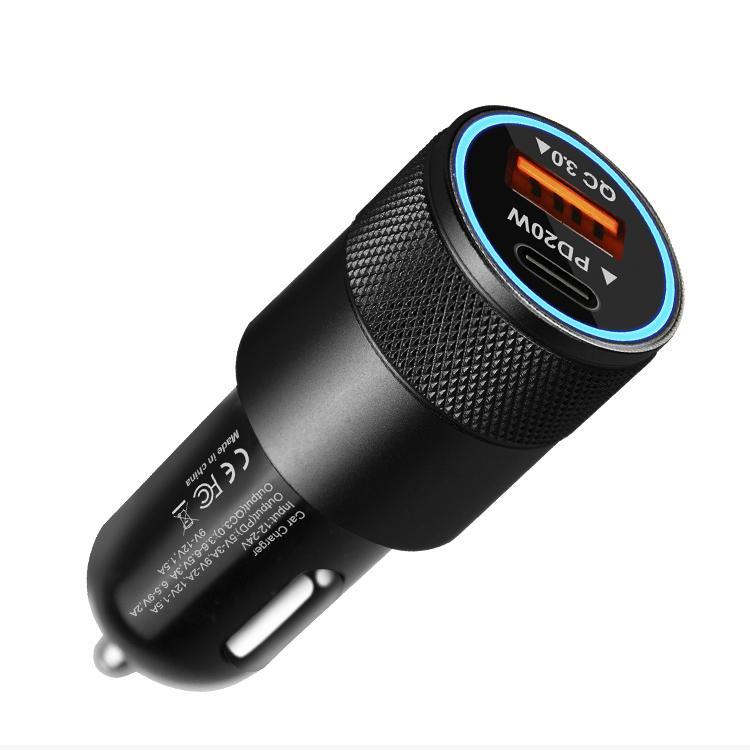 38W dubbel billaddare 20W USB-C & 18W USB-A QC3.0
