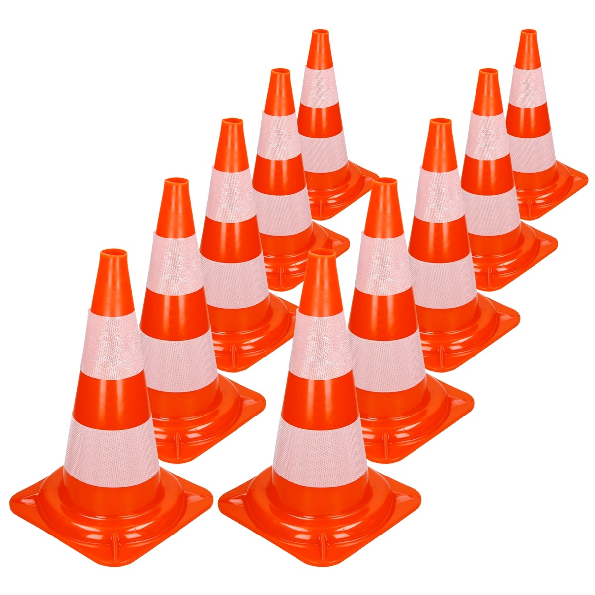 Set med 10 trafikkoner varningskoner trafikkoner 47 cm orange/vit