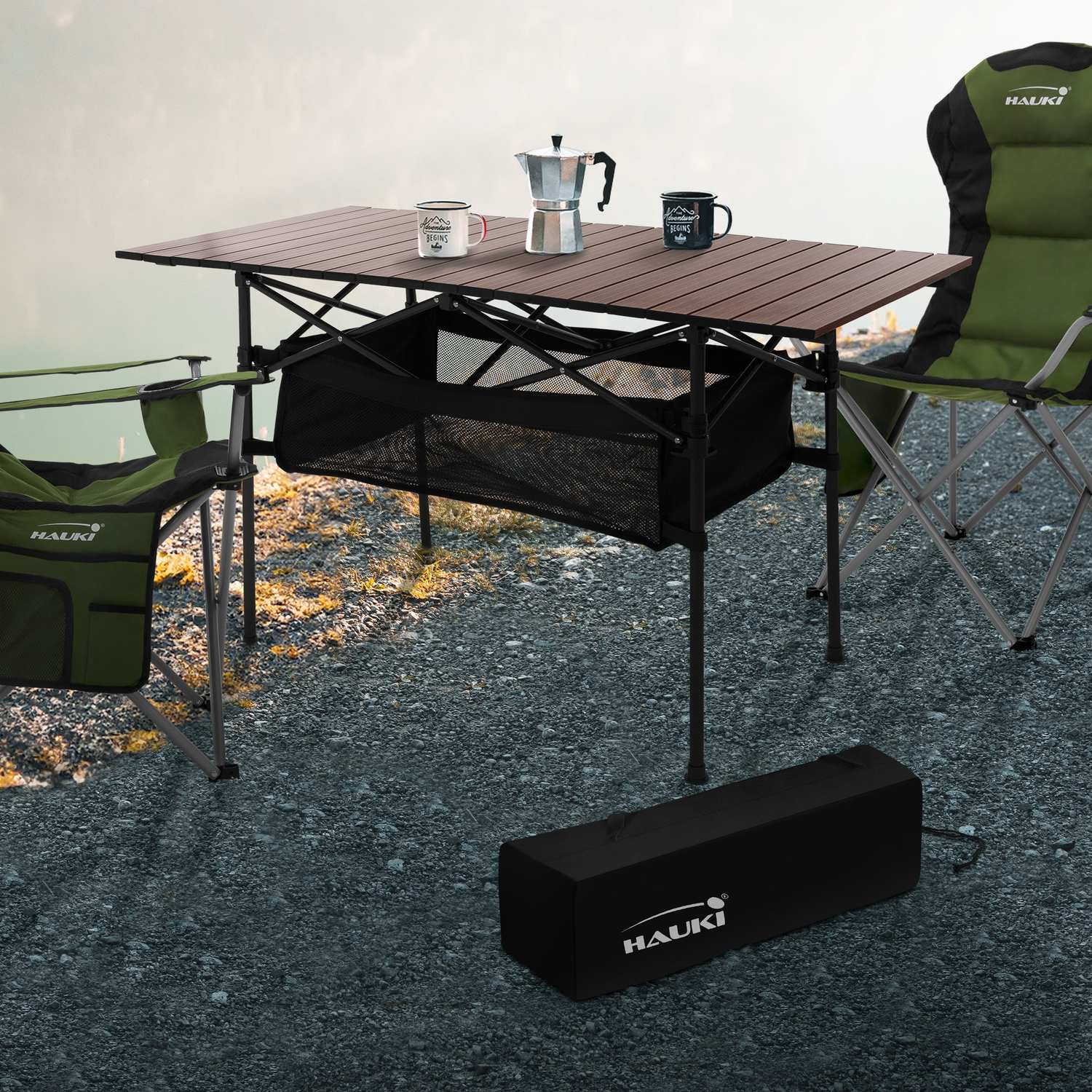 Hopfällbart campingbord 118x55x64,5 cm Brun aluminium Hauki