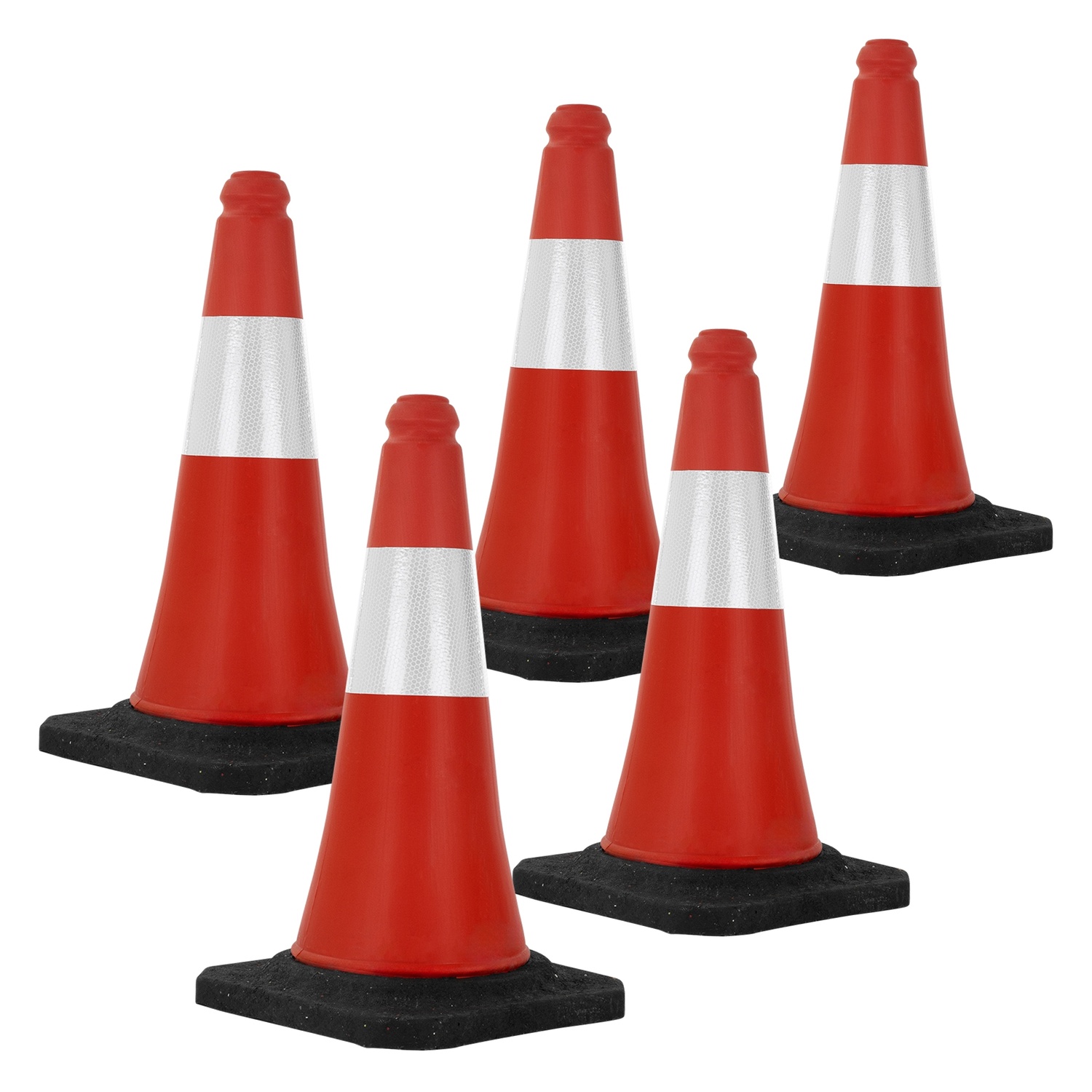 Set om 5 trafikkoner trafikkon pylon reflekterande vikt 51cm röd/vit ...
