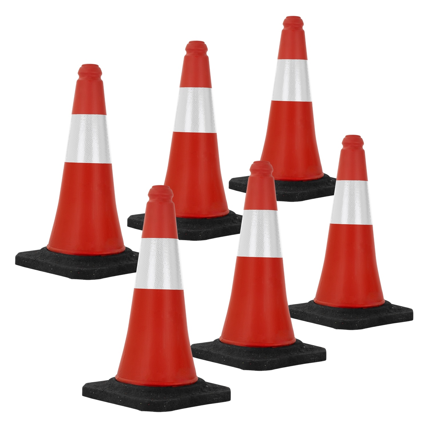Set med 6 varningskoner Varningskoner Trafikkoner Pylon 51 cm Koner Trafikkoner