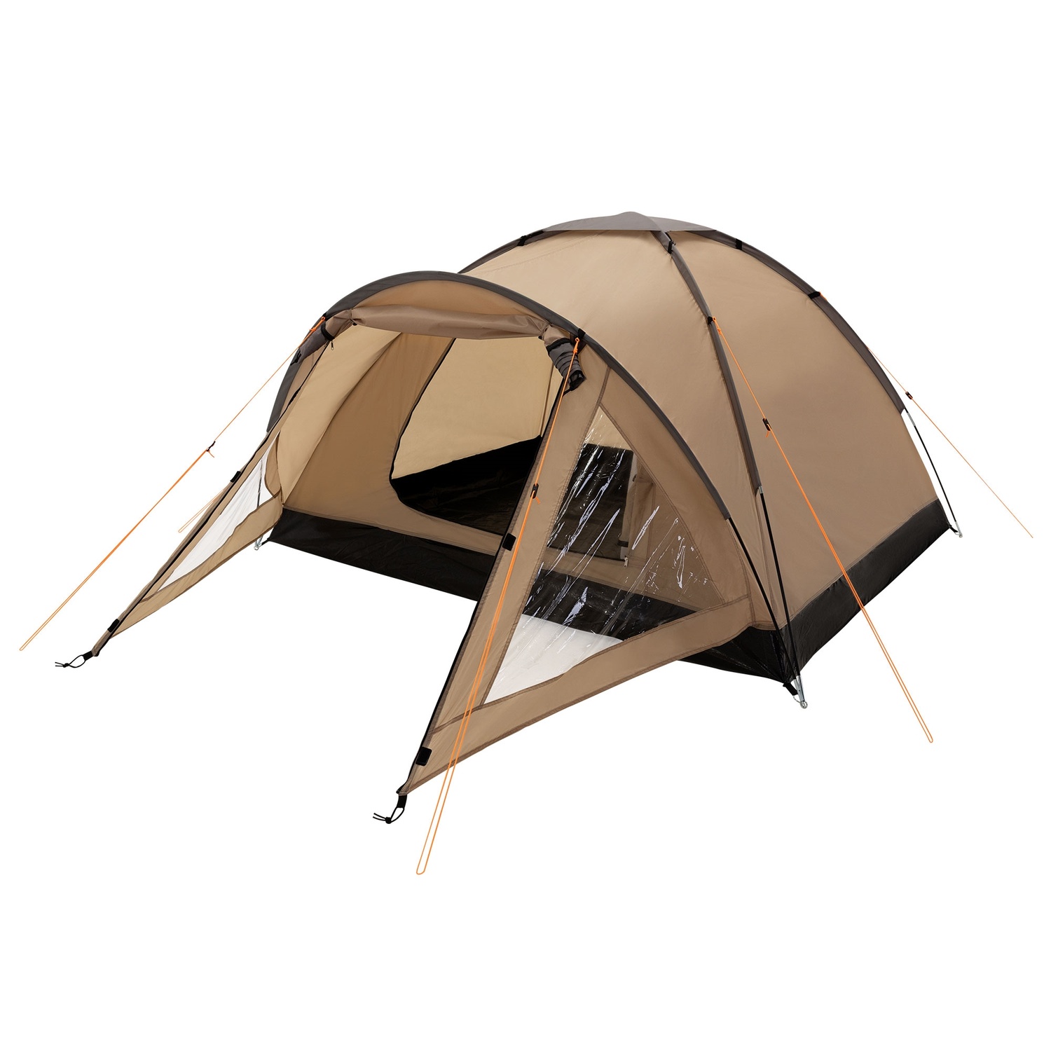 ECD Germany Campingtält för 3 personer 210x180x120 cm khaki/beige-grå, familjetält lätt, vatten- och vindtätt, kupoltält med låsbar vindslucka,