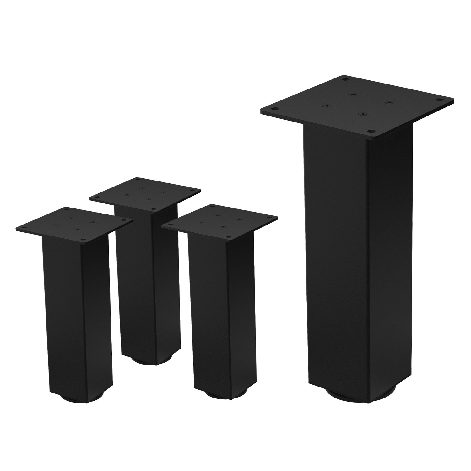 ML-Design 4 kpl pöydänjalat I-Design 30 cm, kiiltävän musta, valmistettu jauhemaalatuista teräksestä, kulmikas, profiili 8x8 cm, korkeussäädettävät
