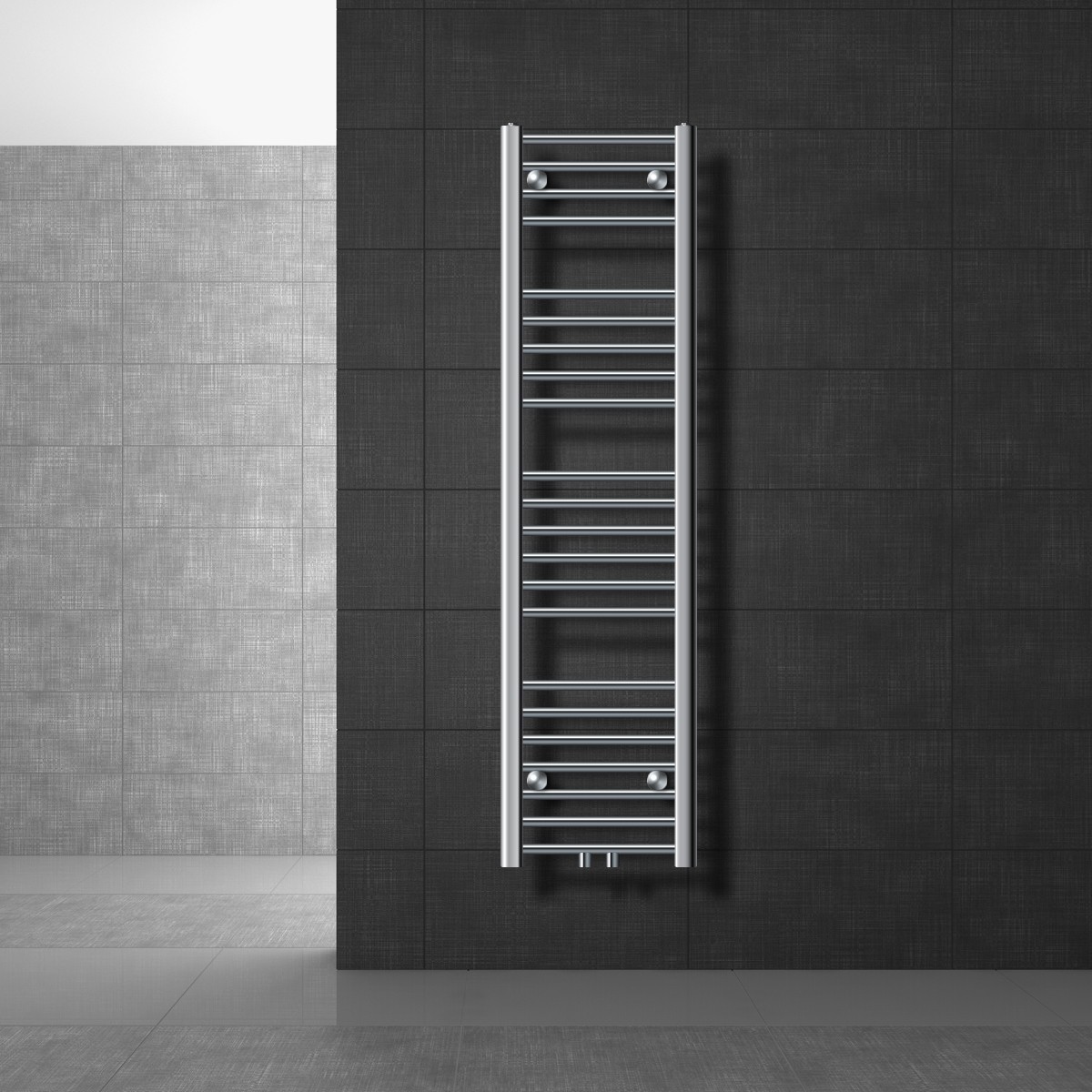 Radiator Handduk ECD Germany Modell Sahara 300 x 1400 mm krom rak med medieanslutning handdukshängare