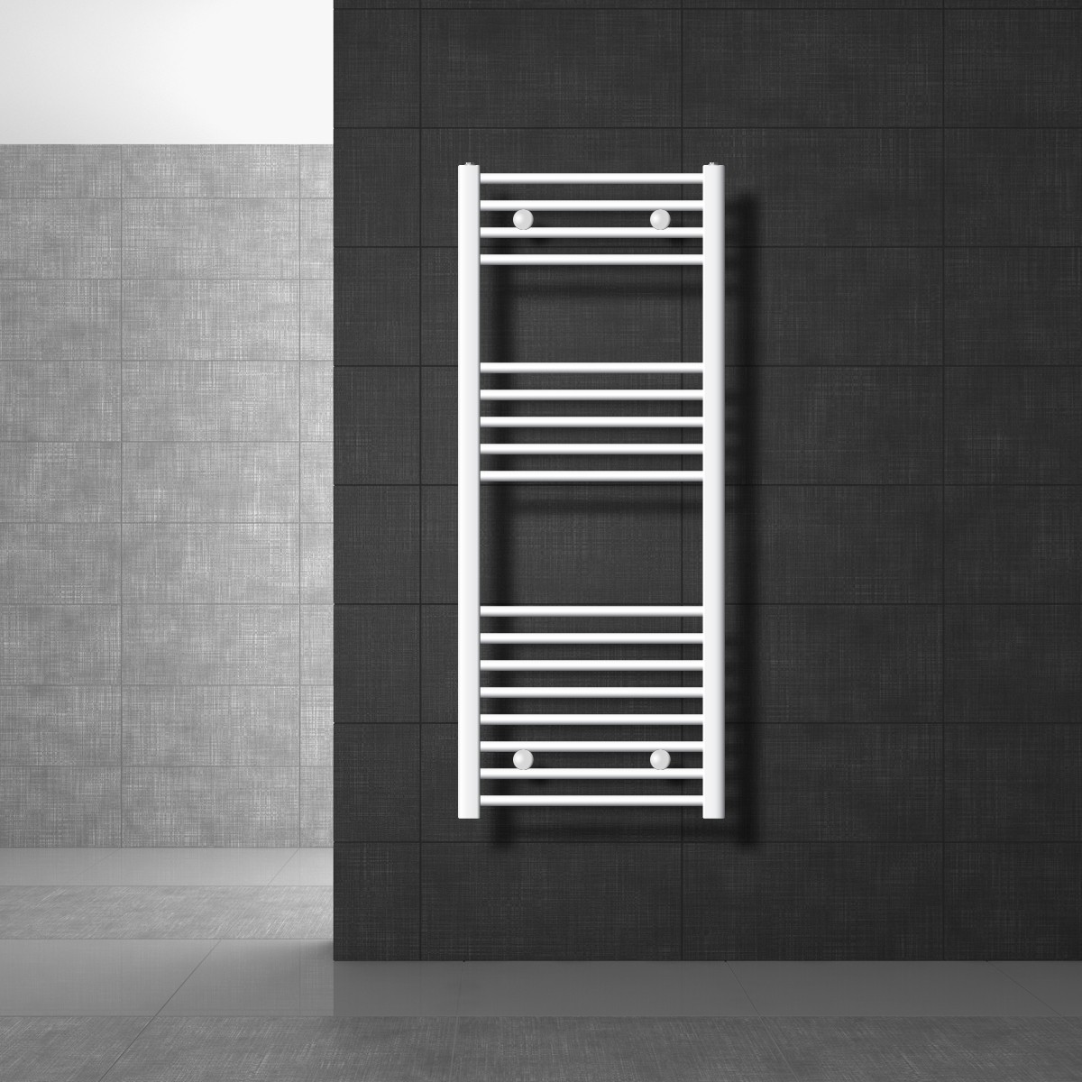 ECD Germany Uppvärmd handduksstång 500 x 1200 mm vit böjd med sidoanslutning radiator handduk radiator designat badrum uppvärmt tornstångspelare