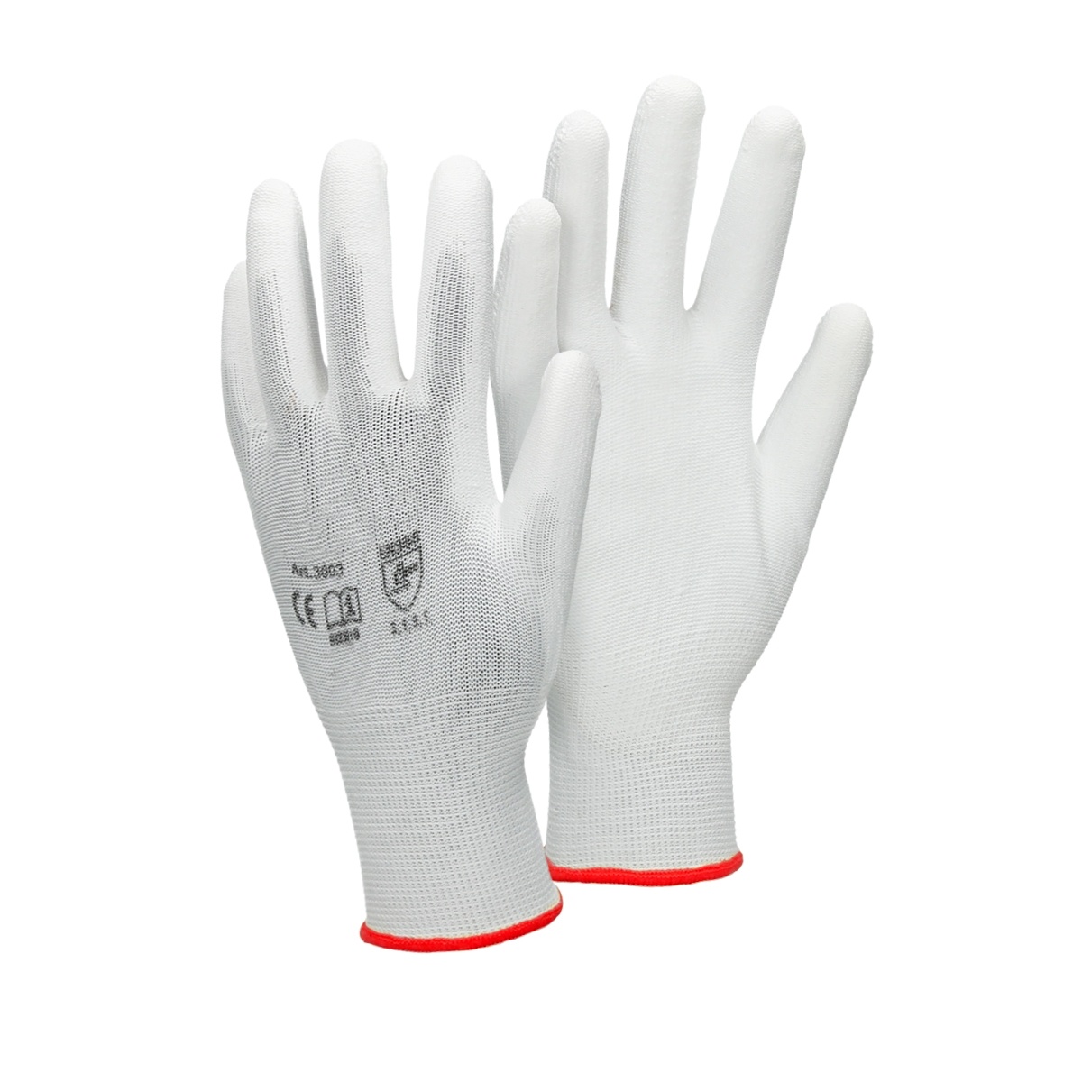 ECD Germany 1 par PU arbetshandskar, storlek 7-S, Färg vit, mekanik handskar, arbetshandskar Nylon trädgård, Byggföretag, mekanik handskar