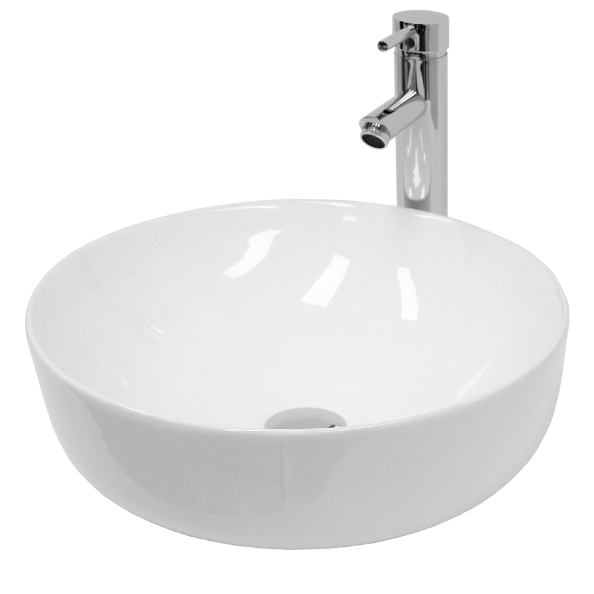 ECD Germany tvättställ - 400 x 400 x 135 mm - av keramik - rund - vit - bänkskiva bänkskiva tvättställ handfat handfat bänkskiva tvättställ