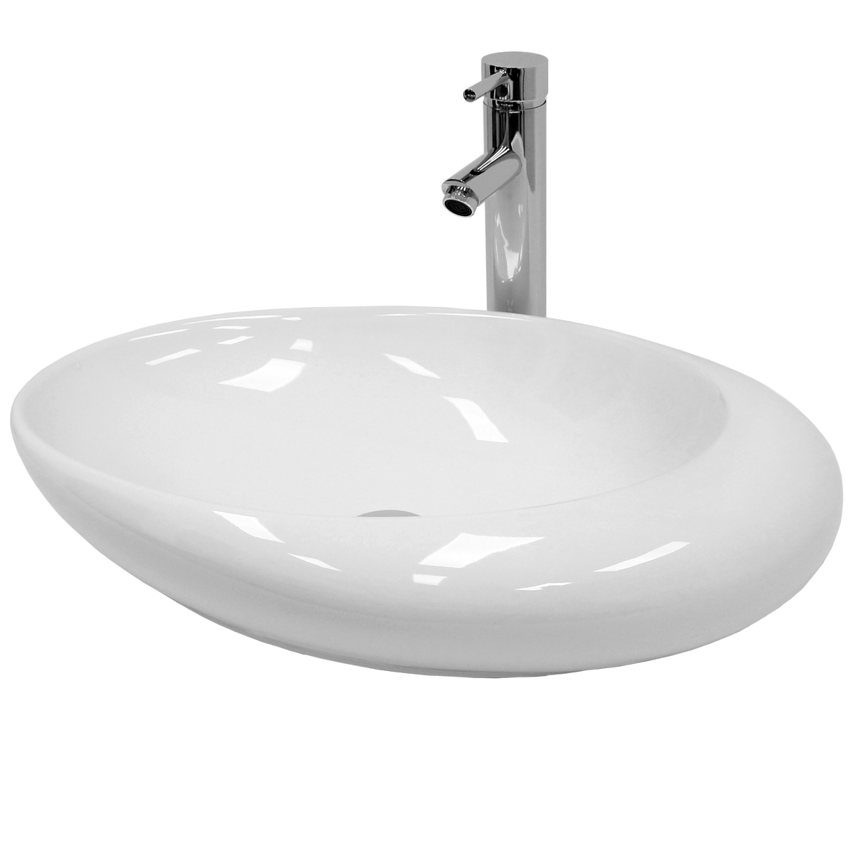 ECD Germany tvättställ tvättställ - 585x375x145 mm - tillverkat av keramik - oval - vit - bänkskiva bänkskiva tvättställ handfat handfat bänkskiva