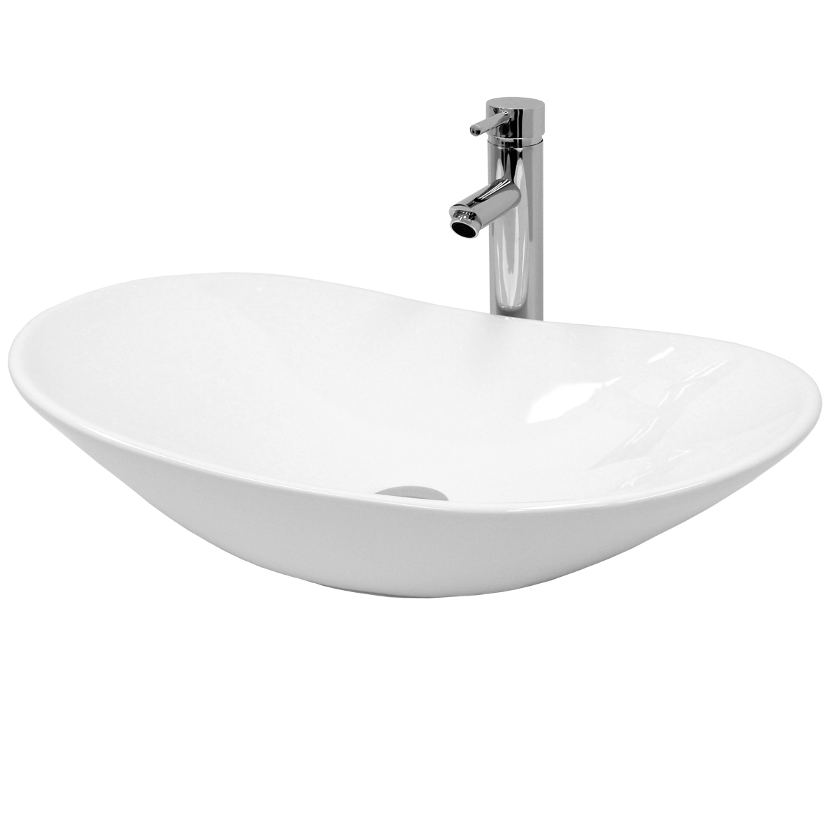 ECD Germany design tvättställ 640 x 365 x 130 mm av keramiskt vitt - bänkskiva bänkskiva handfat handfat bänkskiva tvättställ vattenfall