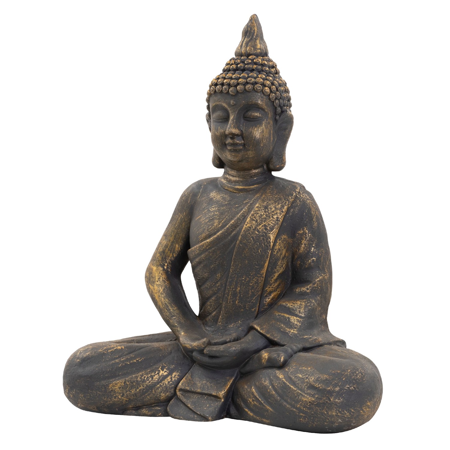 ECD Germany Boeddhabeeld Zitting 50 cm Kunststeen Polyresin Look Bronzen Sculptuur Tuindecoratie Feng Shui Yoga Beeldje Siddharta Azië Decoratief Object Thuis