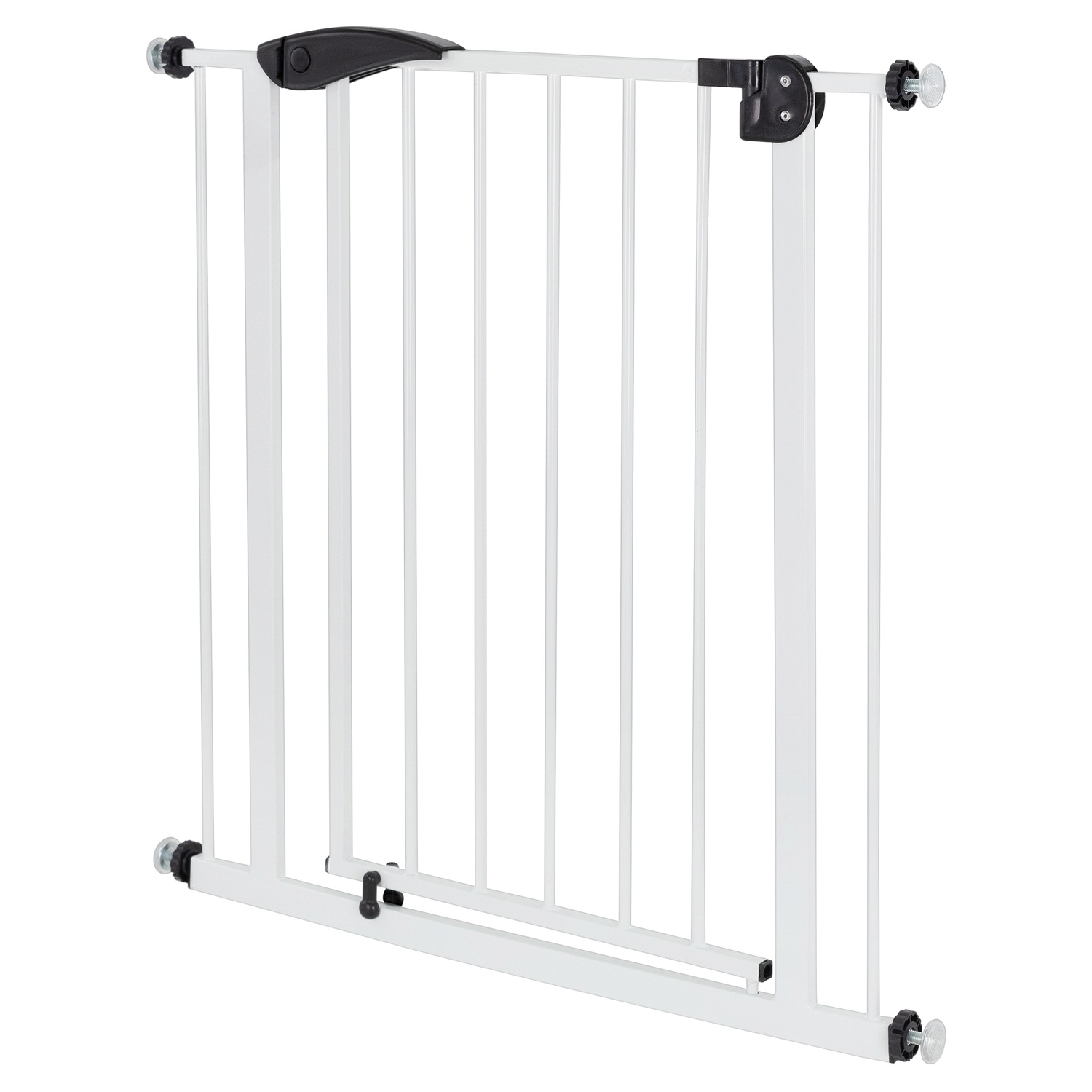 ECD Germany Dörrskydd för barn, hundar och katter, 75-85 cm, utan borrning, vit, svängbar på båda sidor, självstängning, säkert metallnät