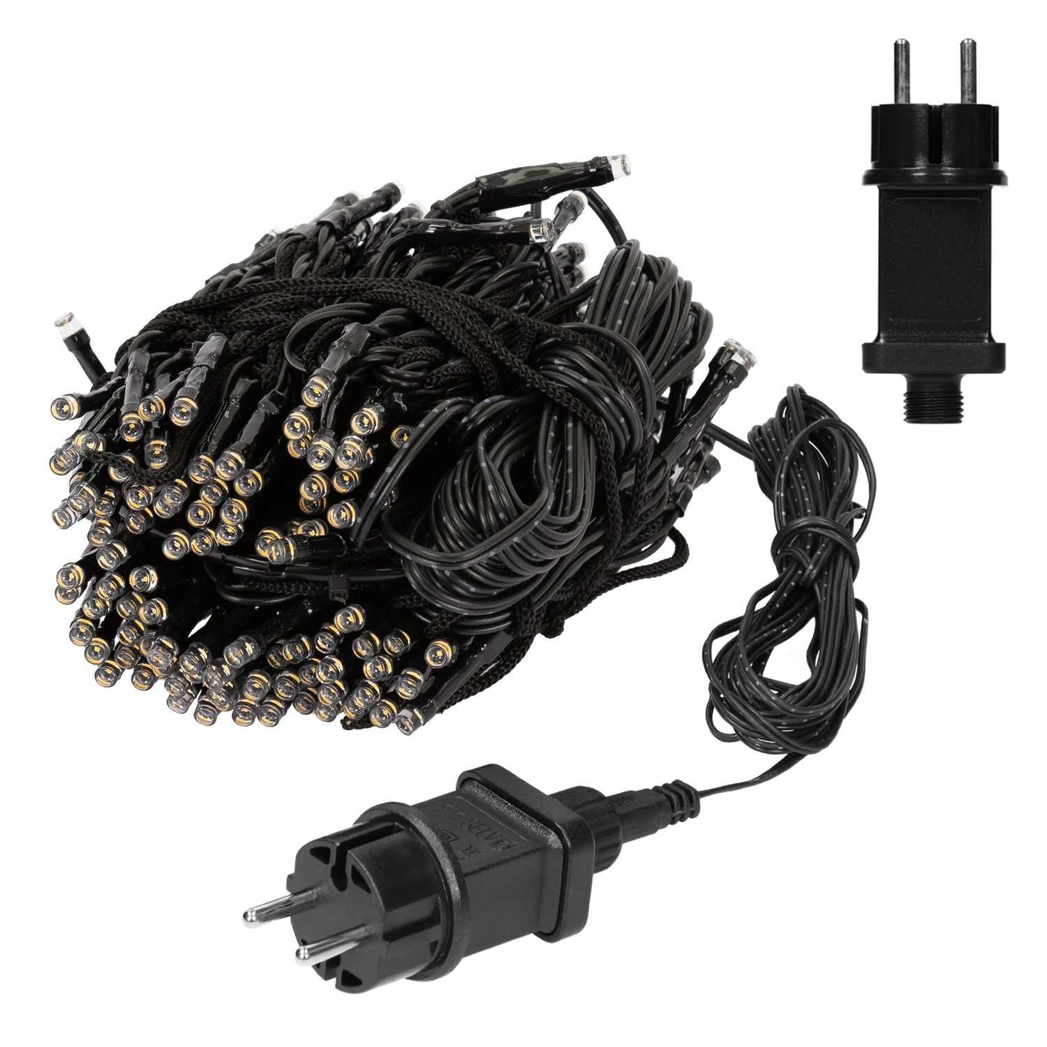 ECD Germany Flagpole Fairy Lights, 6 strängar på 2,08 meter med 192 ledd i varm vit för träd, inkl. 6 sill och 6 kabelband, svart, IP44, utanför