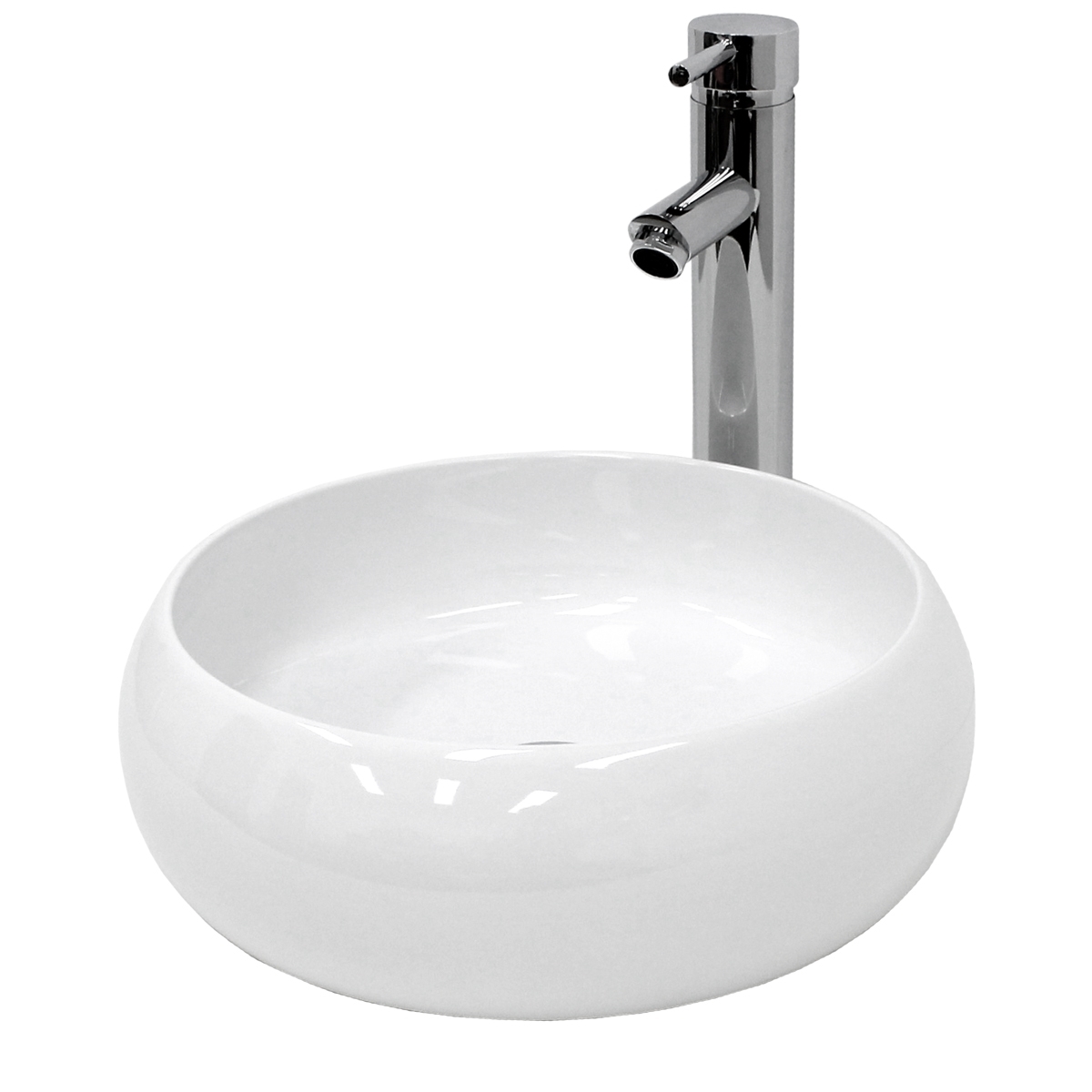 ECD Germany diskbänk bassängen Ø 400 x 350 mm rund, keramik, vit, topp bassängen övre handfat handfat Vessel sink bassängen vattenfall tvättställ