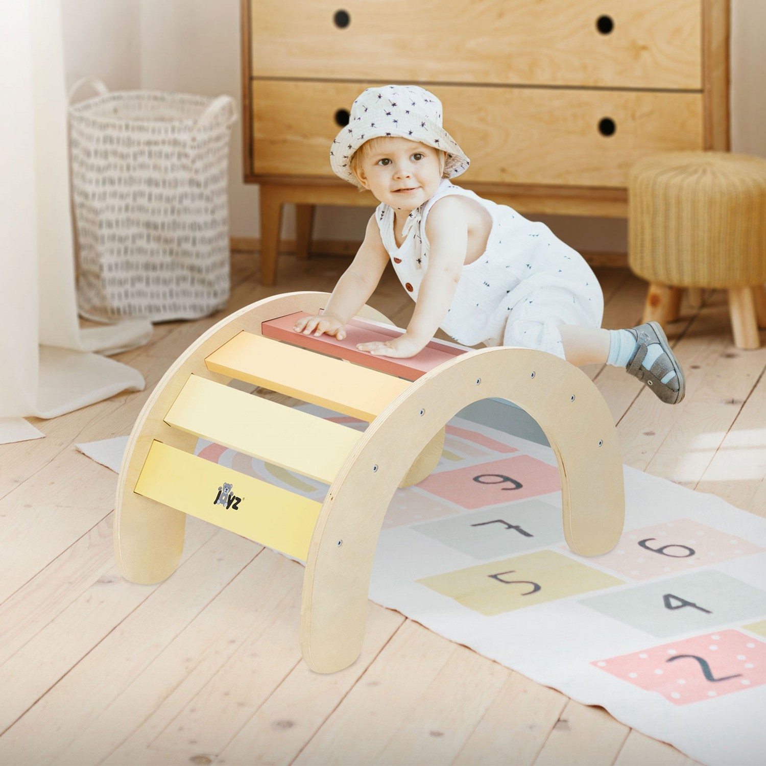 Joyz Klätterbåge för barn; Flerfärgad; Gungande båge av trä; 74x41x38;5 cm; Inomhus klätterställning för baby och småbarn från 1 år; Bågformad