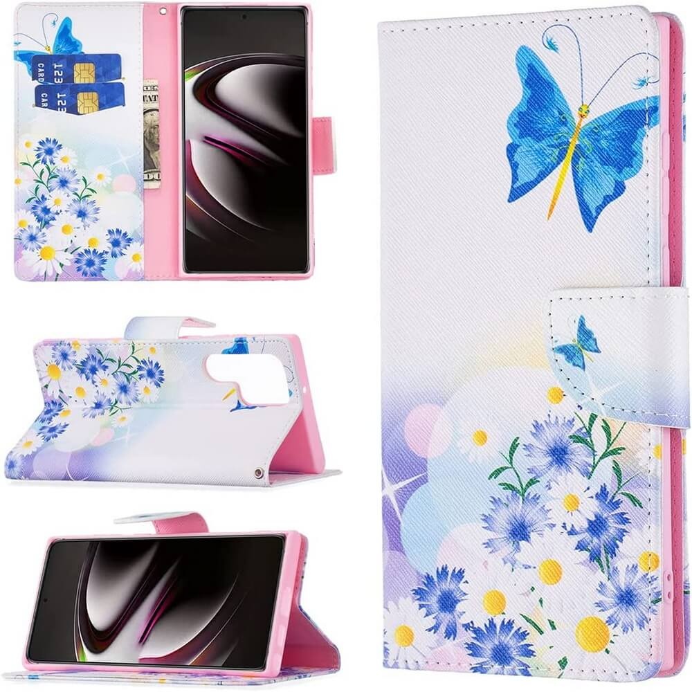 Plånboksfodral Samsung Galaxy S24 Ultra - Fjärilar och Blommor