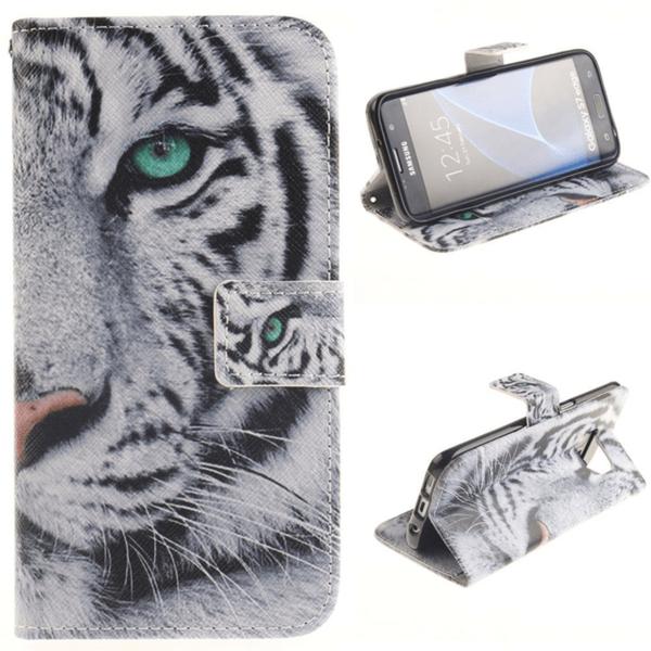 Plånboksfodral Samsung Galaxy S7 Edge – Vit Tiger