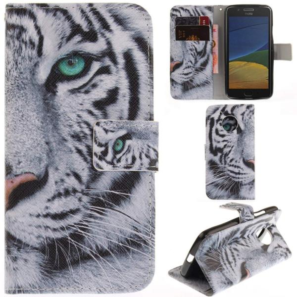 Plånboksfodral Moto G5 – Vit Tiger