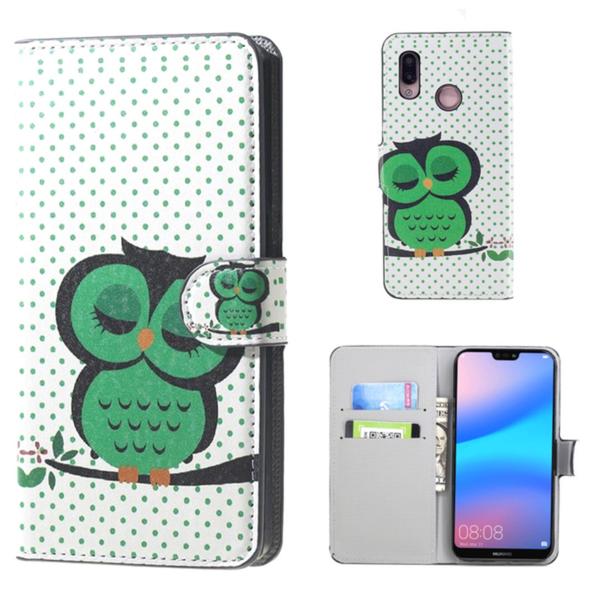 Plånboksfodral Huawei P20 Lite - Prickigt med Uggla